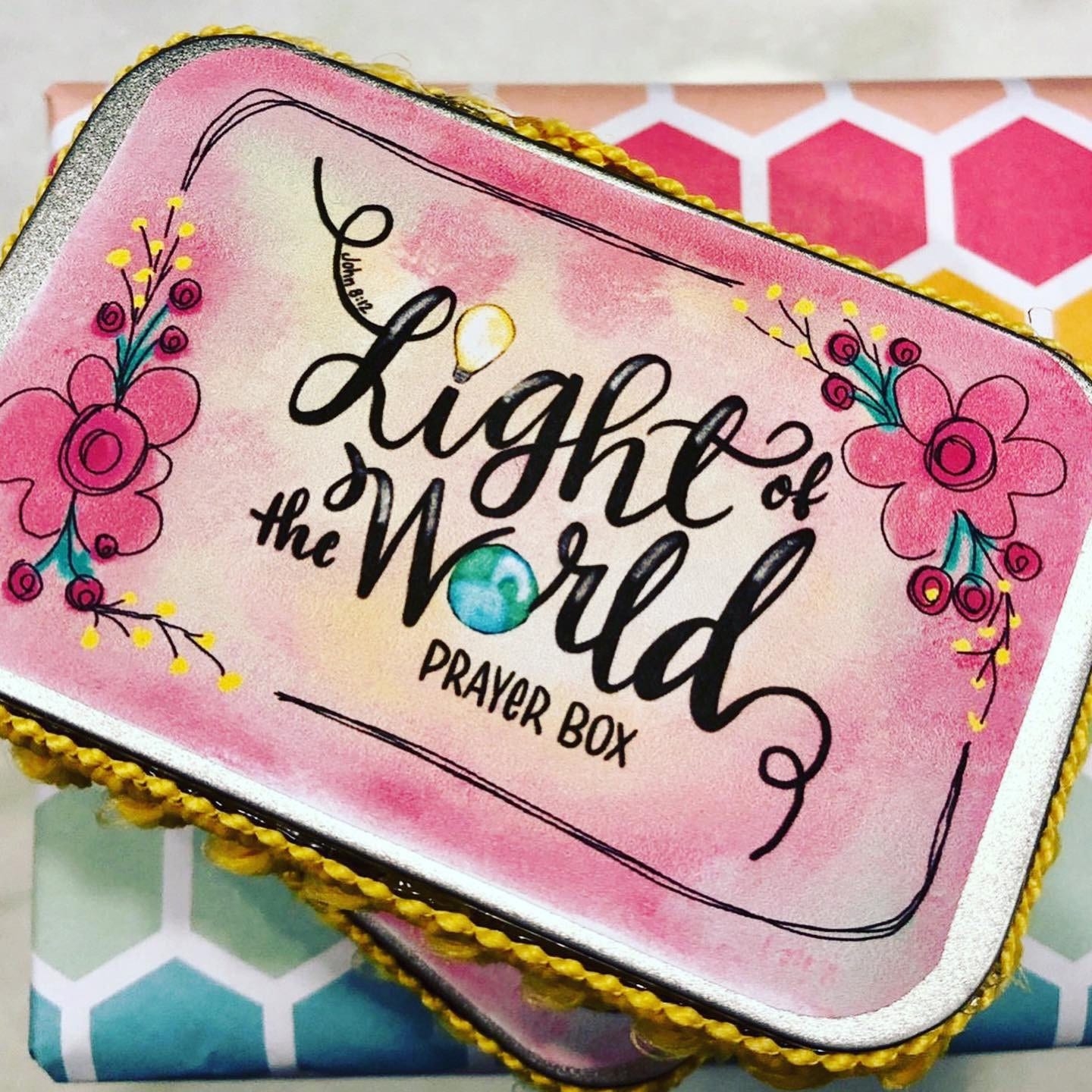 Prayer Box Printable PDF Cover For Metal Tin Box Altoids Tin Light Of The World Faith Christian Gift Hand Lettered Pink Floral Etsy