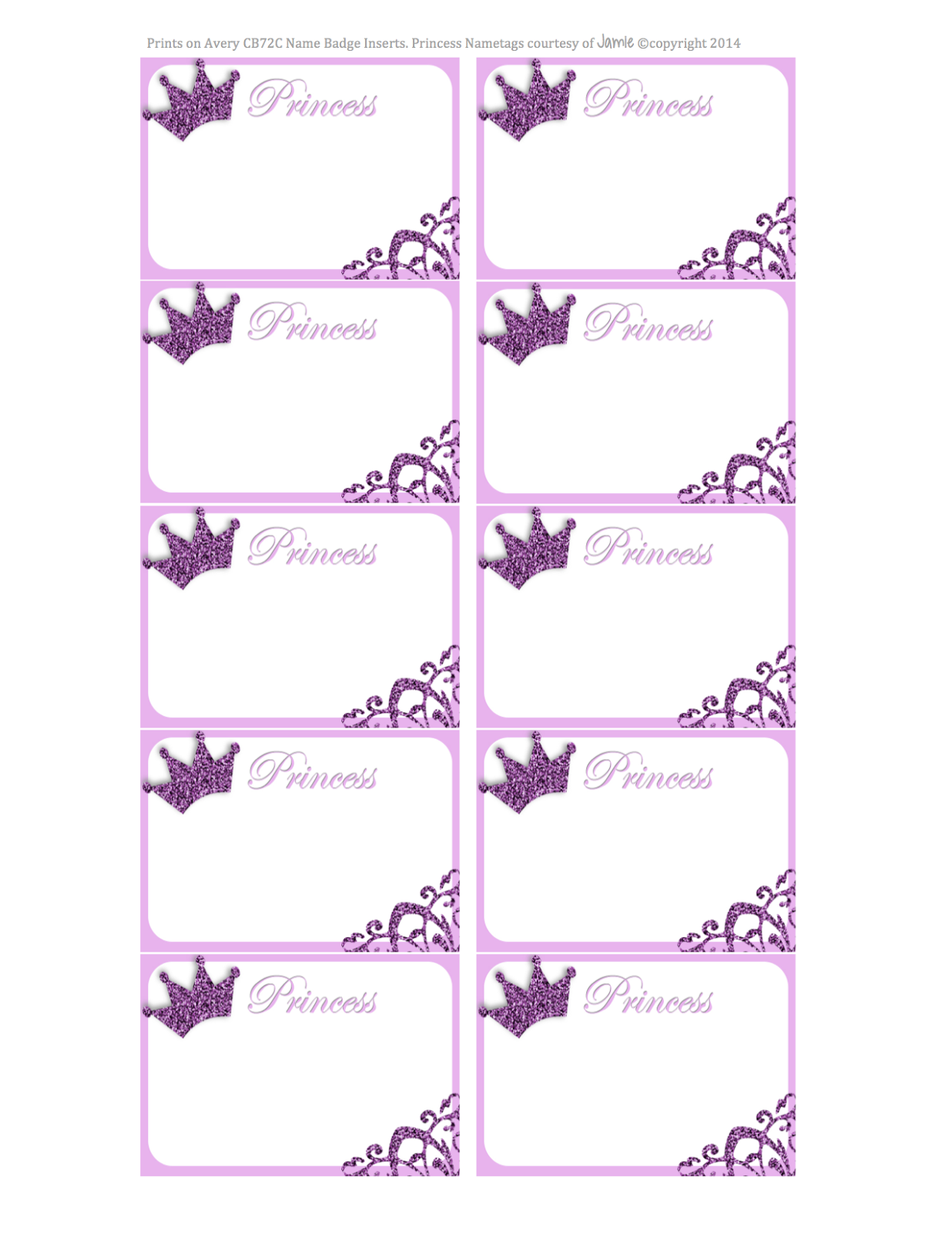 Princess Nametags Or Labels FREE Printable