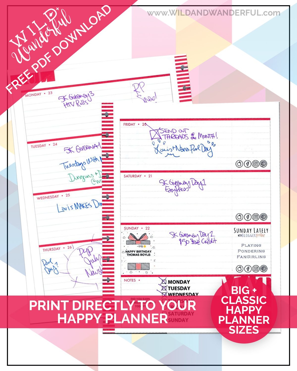 Free Happy Planner Weekly Printables