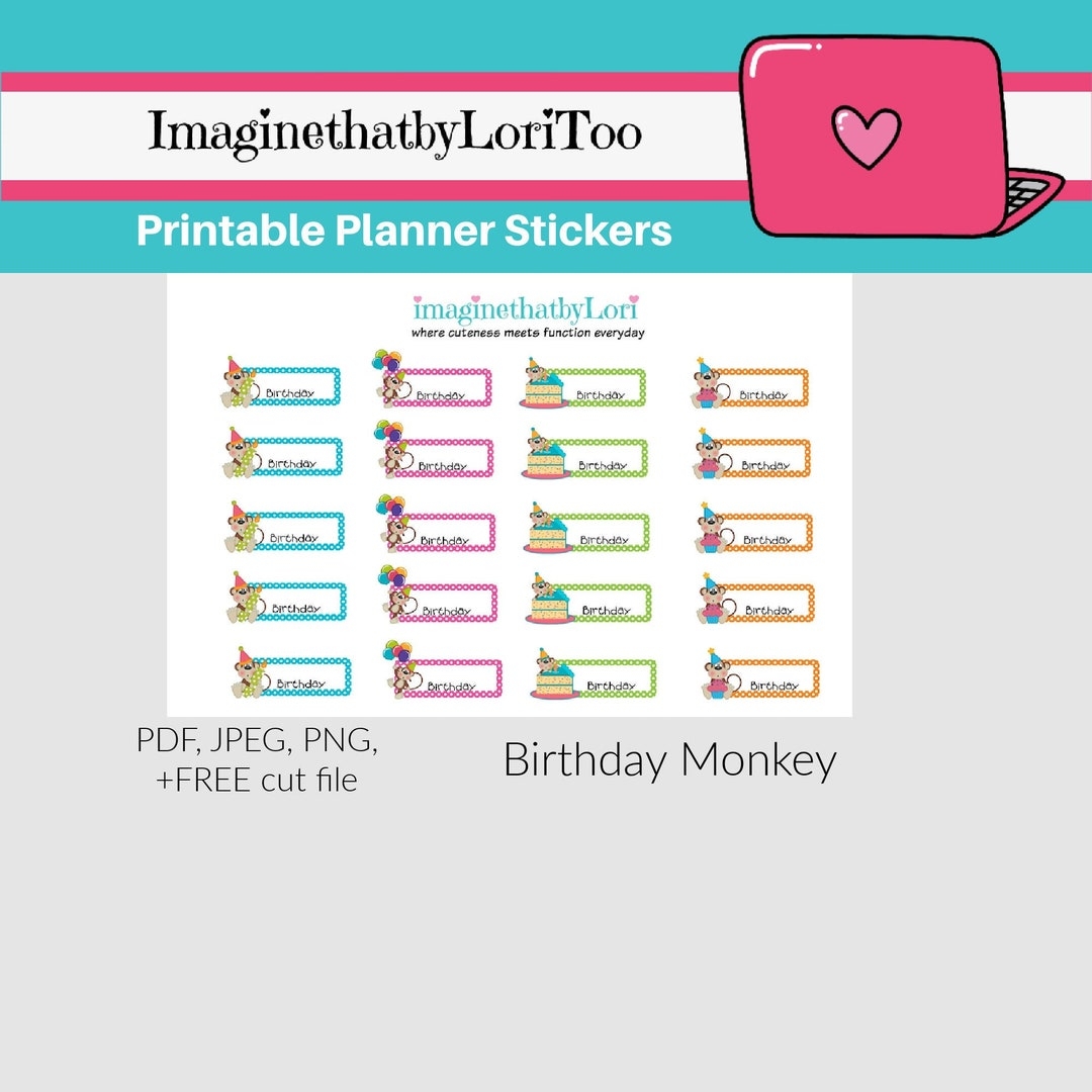 Printable Birthday Party Monkey Party Planner Stickers Digital Download Etsy