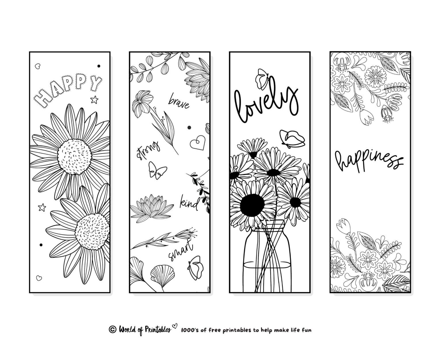 Printable Bookmarks To Color 120 For Adults Kids