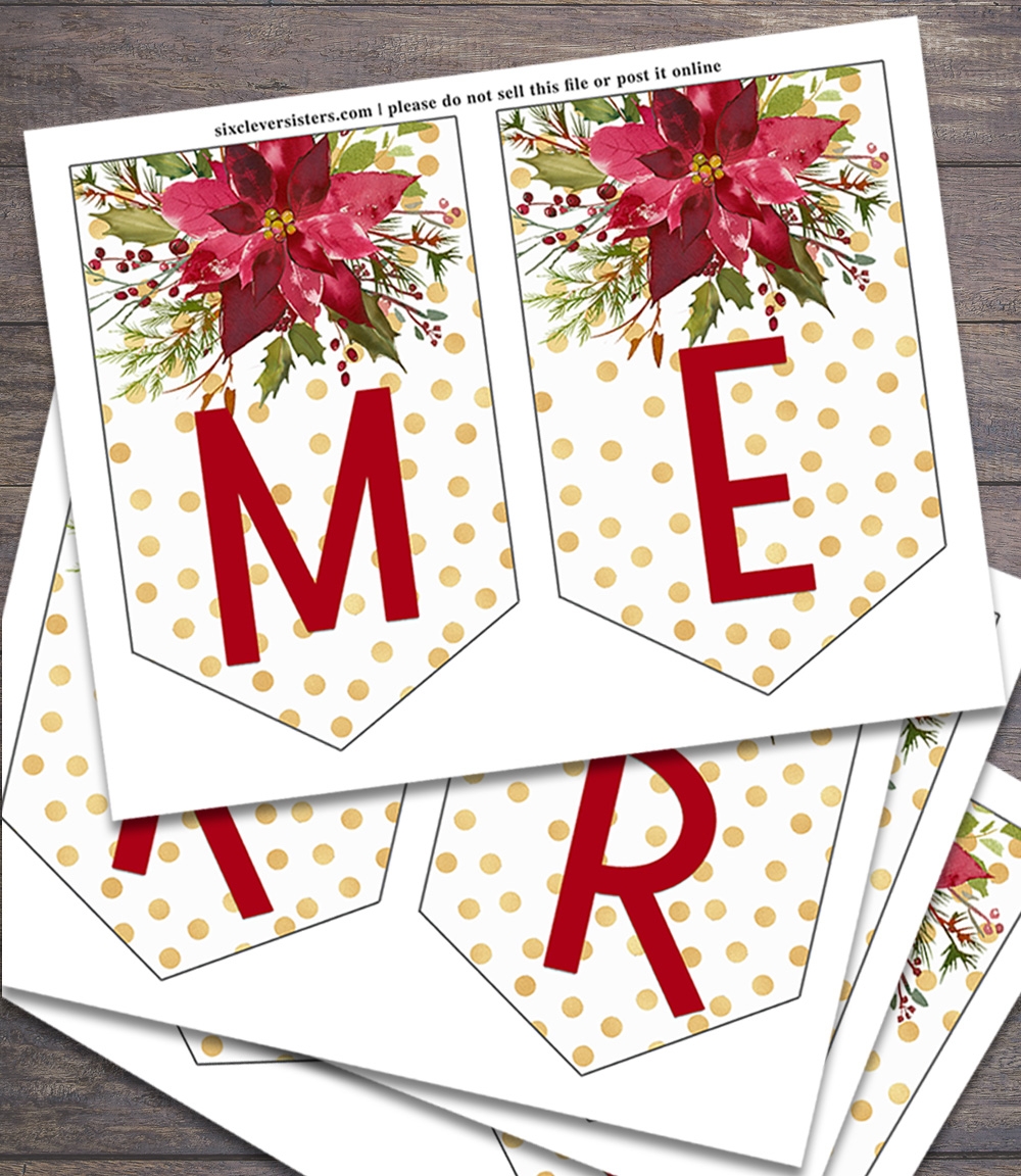Printable Christmas Banner Six Clever Sisters