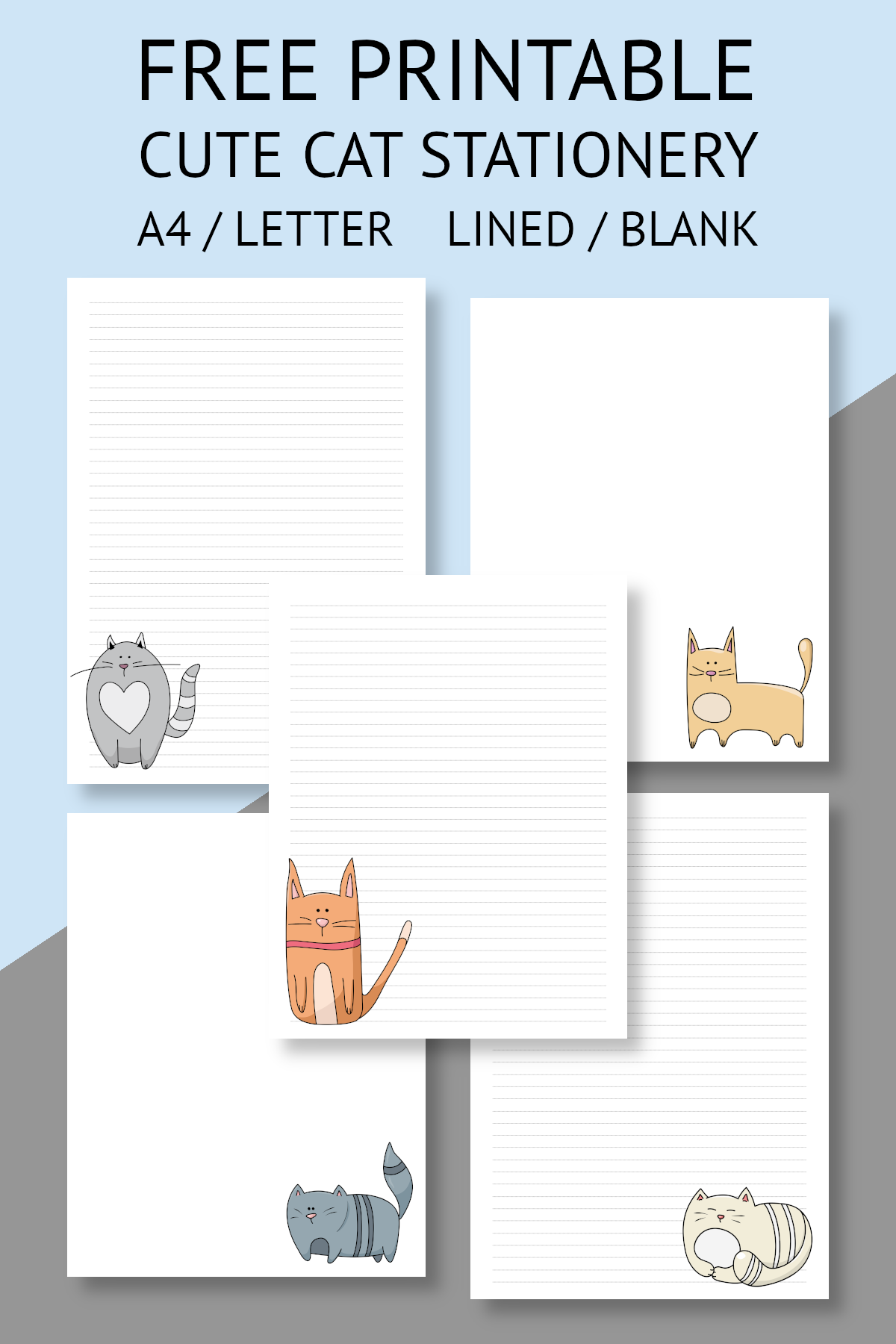 Printable Cute Cat Stationery