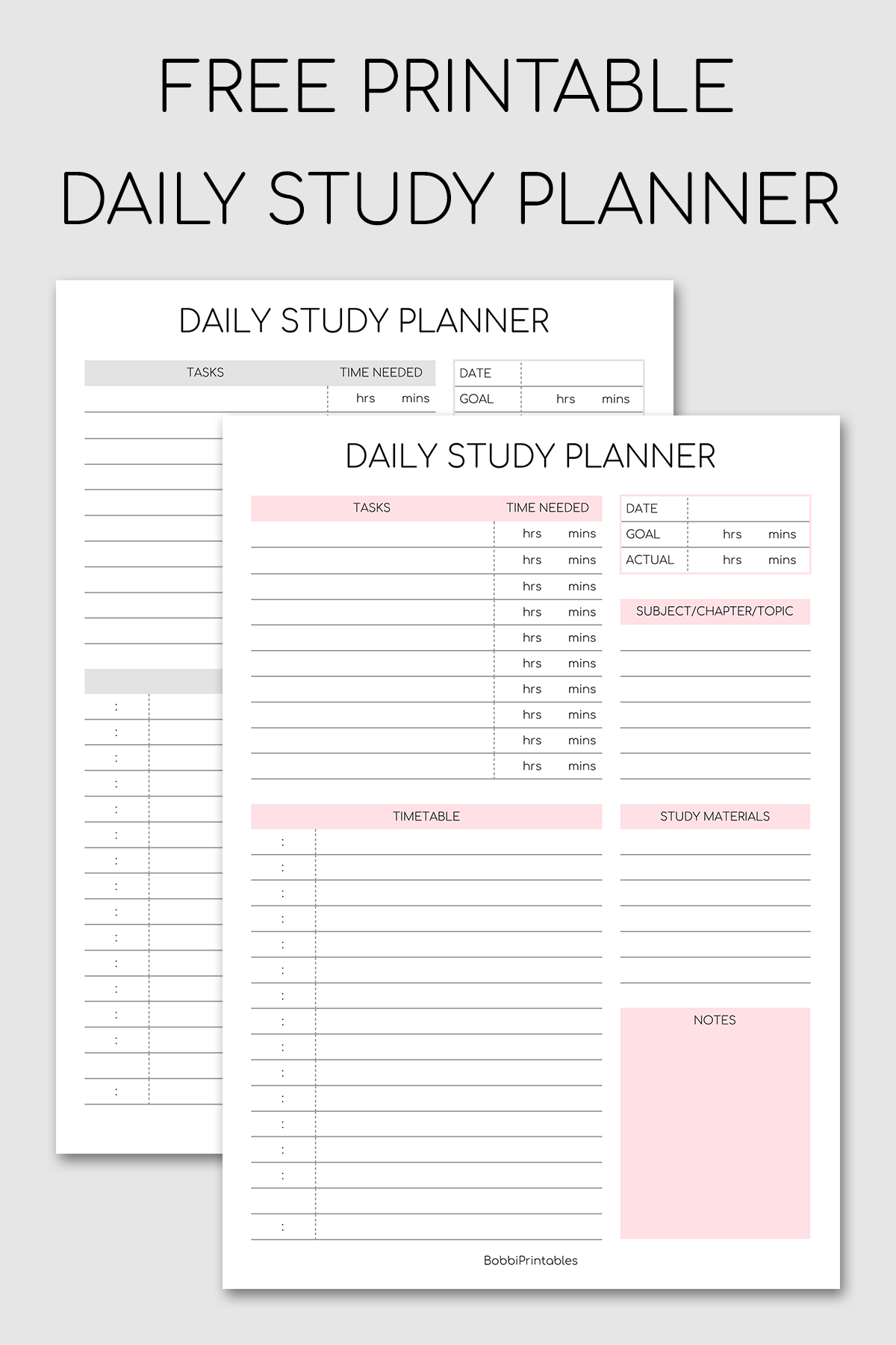 Printable Daily Study Planner