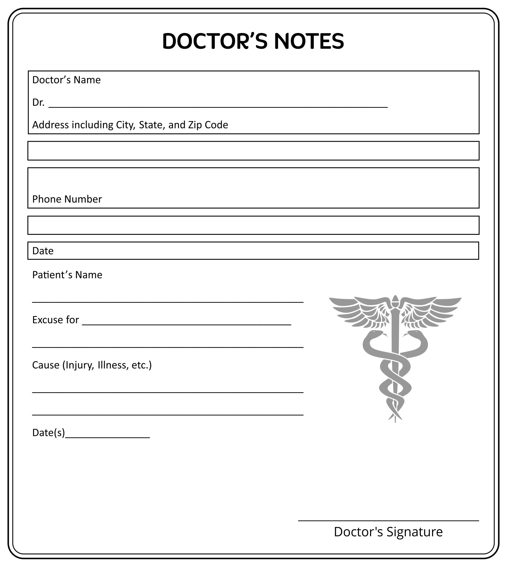 Printable Doctors Note Template For School Doctors Note Template Notes Template Doctors Note