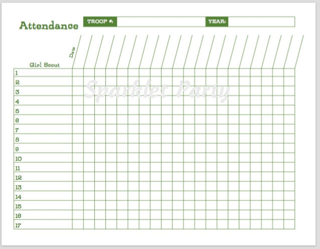Printable Girl Scout Attendance Sheet Etsy