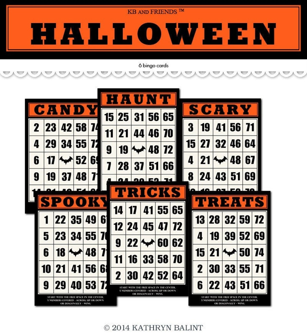 Printable Halloween Bingo Cards For Crafts Digital Ephemera Cards Sized At 5 By 7 3 5 By 2 5 For Gift Tags Scrapbooks Junk Journal Etsy