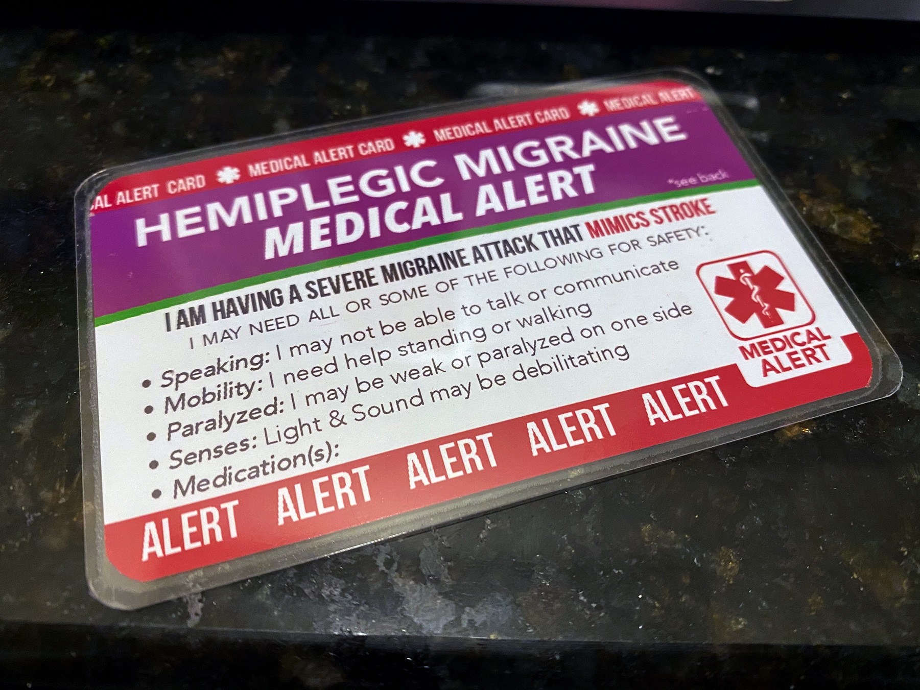 Printable Medical ID Card Achy Smile