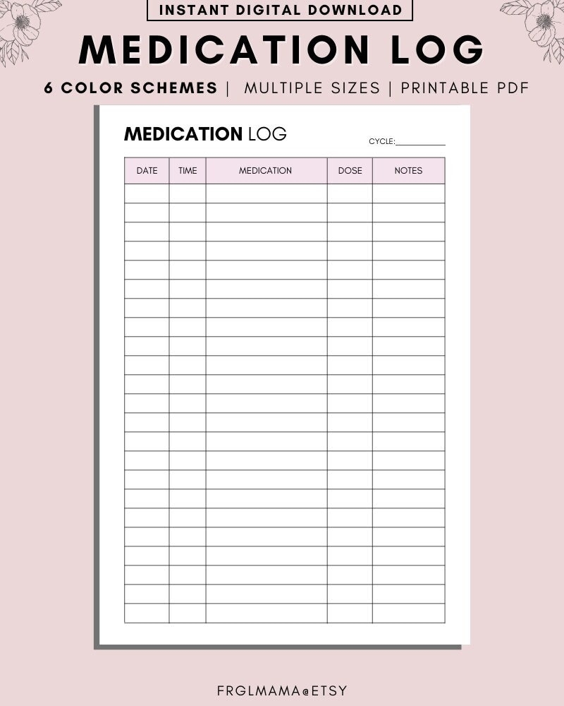 Medication Chart Printable Free