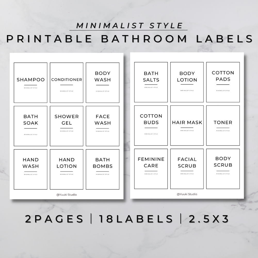 Printable Minimal Bathroom Labels Payhip