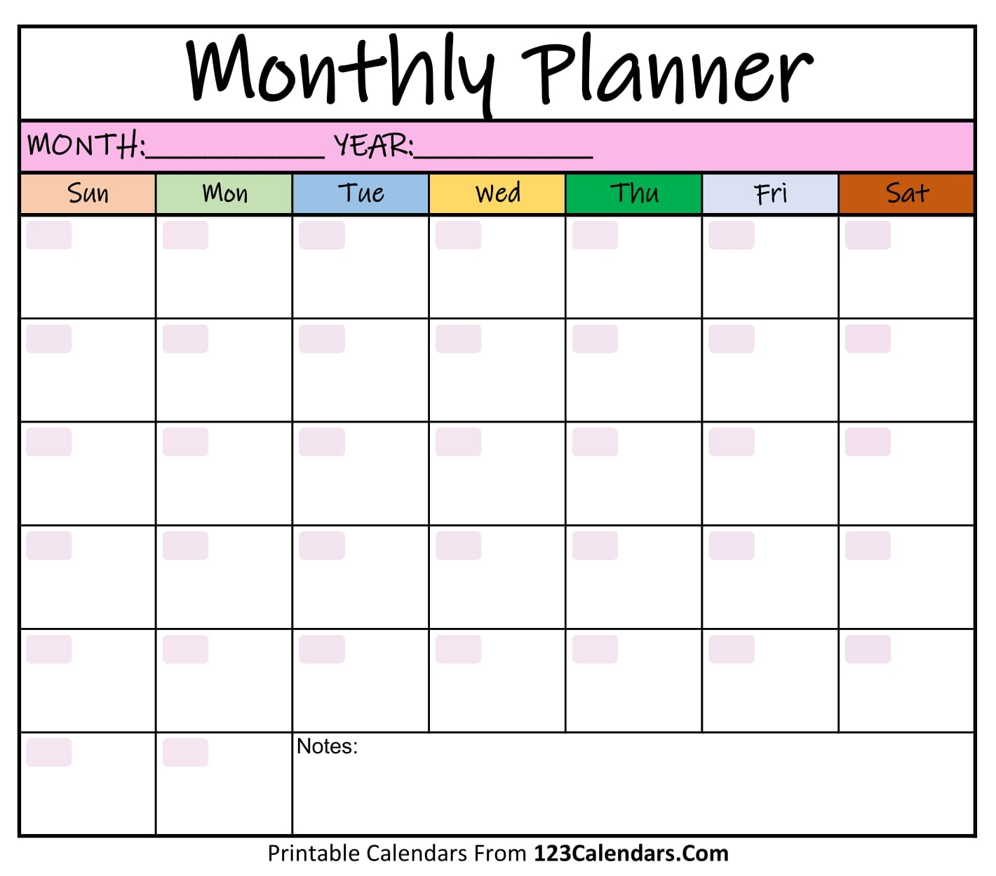 Free Printable Monthly