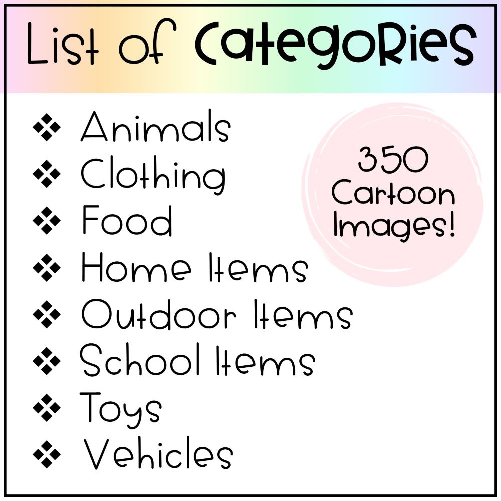 Printable Nouns Flashcards Special Education ABA ELL Speech Therapy Material 350 Images ABA In School