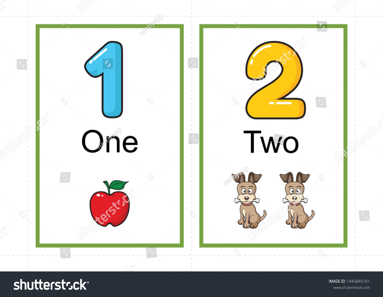 Printable Number Flashcards Teaching Number Flashcards Stock Vector Royalty Free 1445845181 Shutterstock