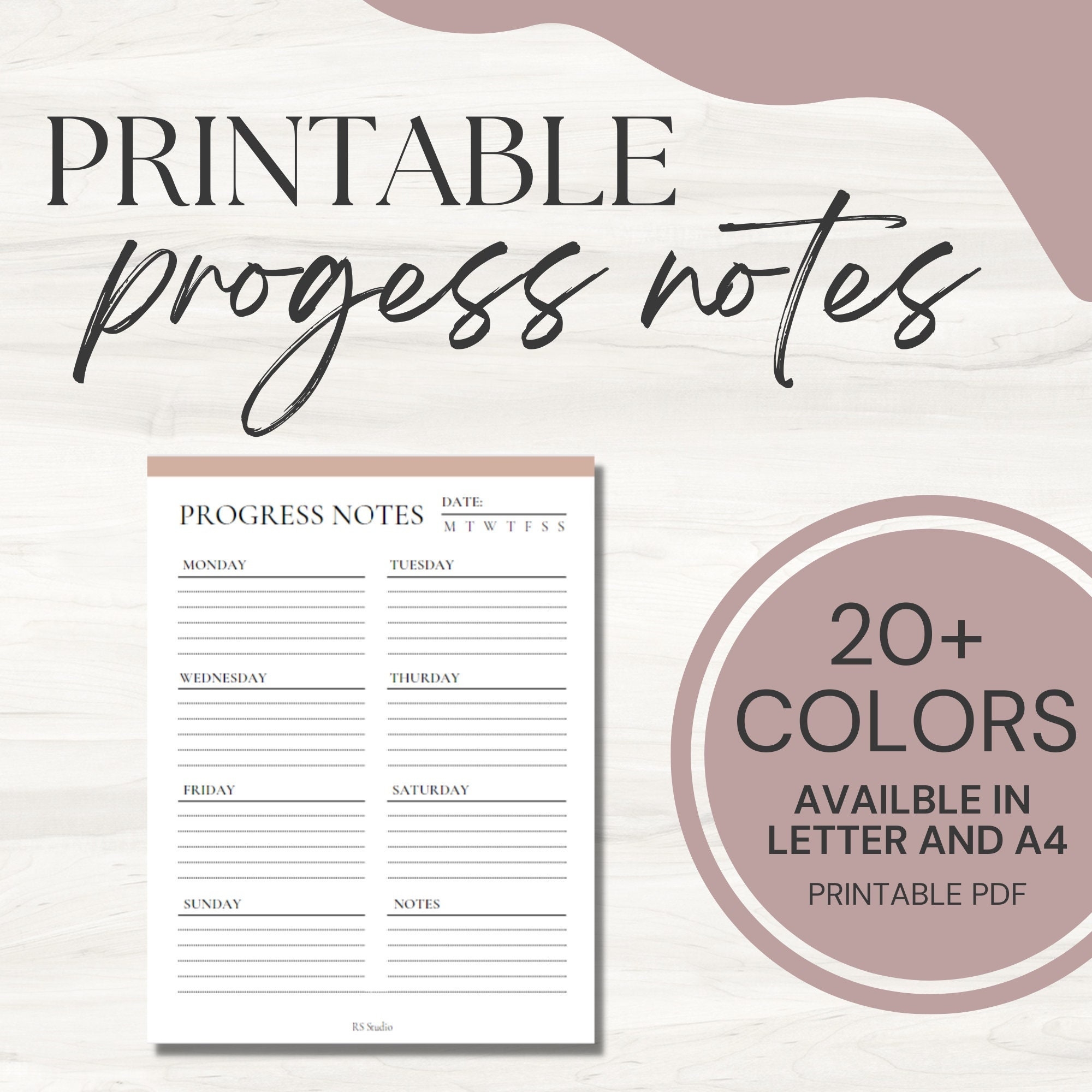 Printable Progress Note Sheet Progress Planner Quick Progress Tracker Downloadable Personal Template Etsy