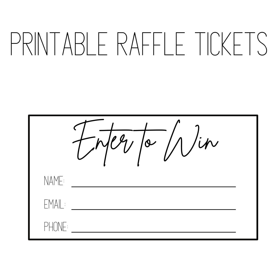 Printable Raffle Ticket Raffle Tickets Printable Enter To Win Printable Instant Download Simple Raffle Ticket Etsy