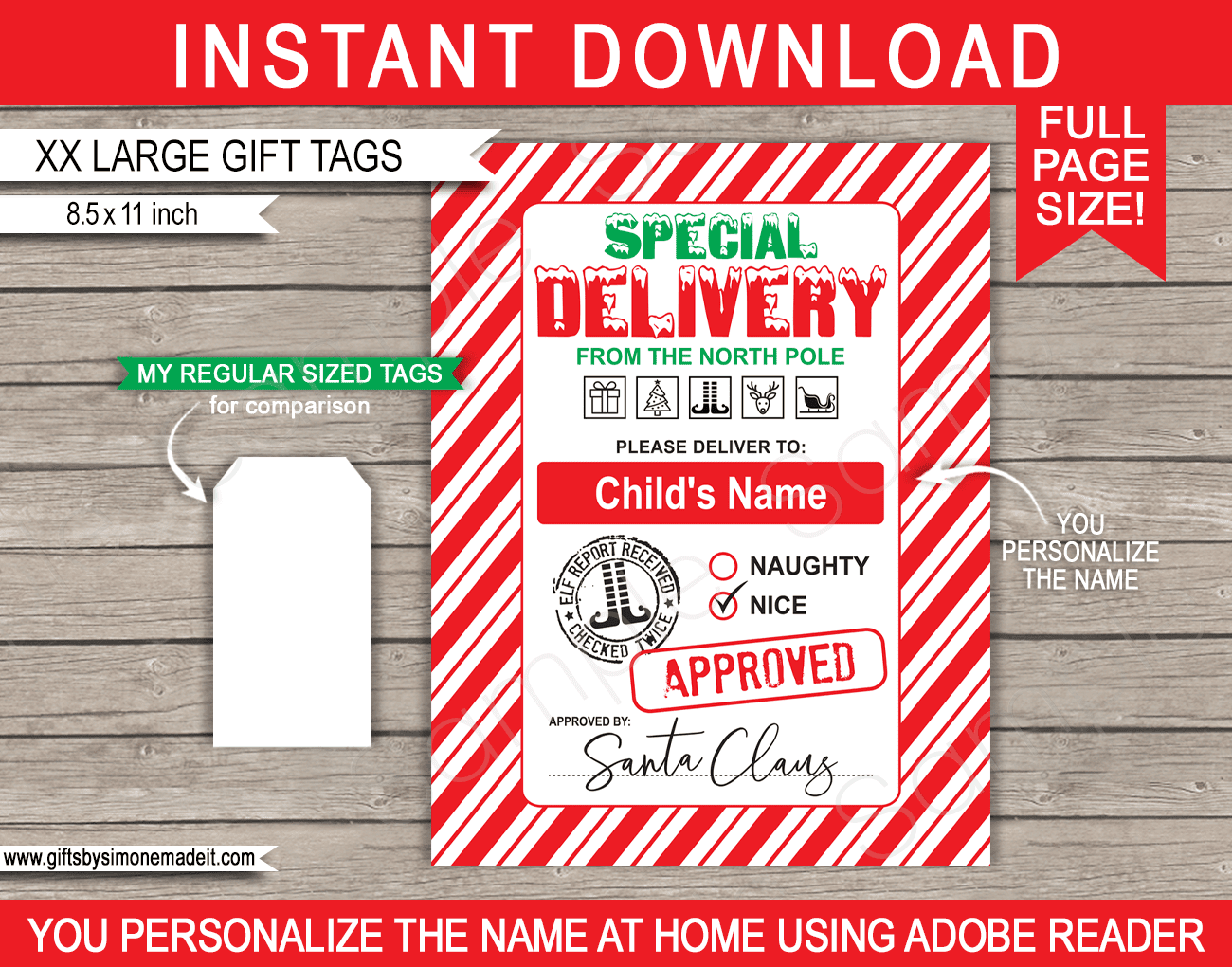 Printable Santa Labels Template Bundle Christmas Gift Tags