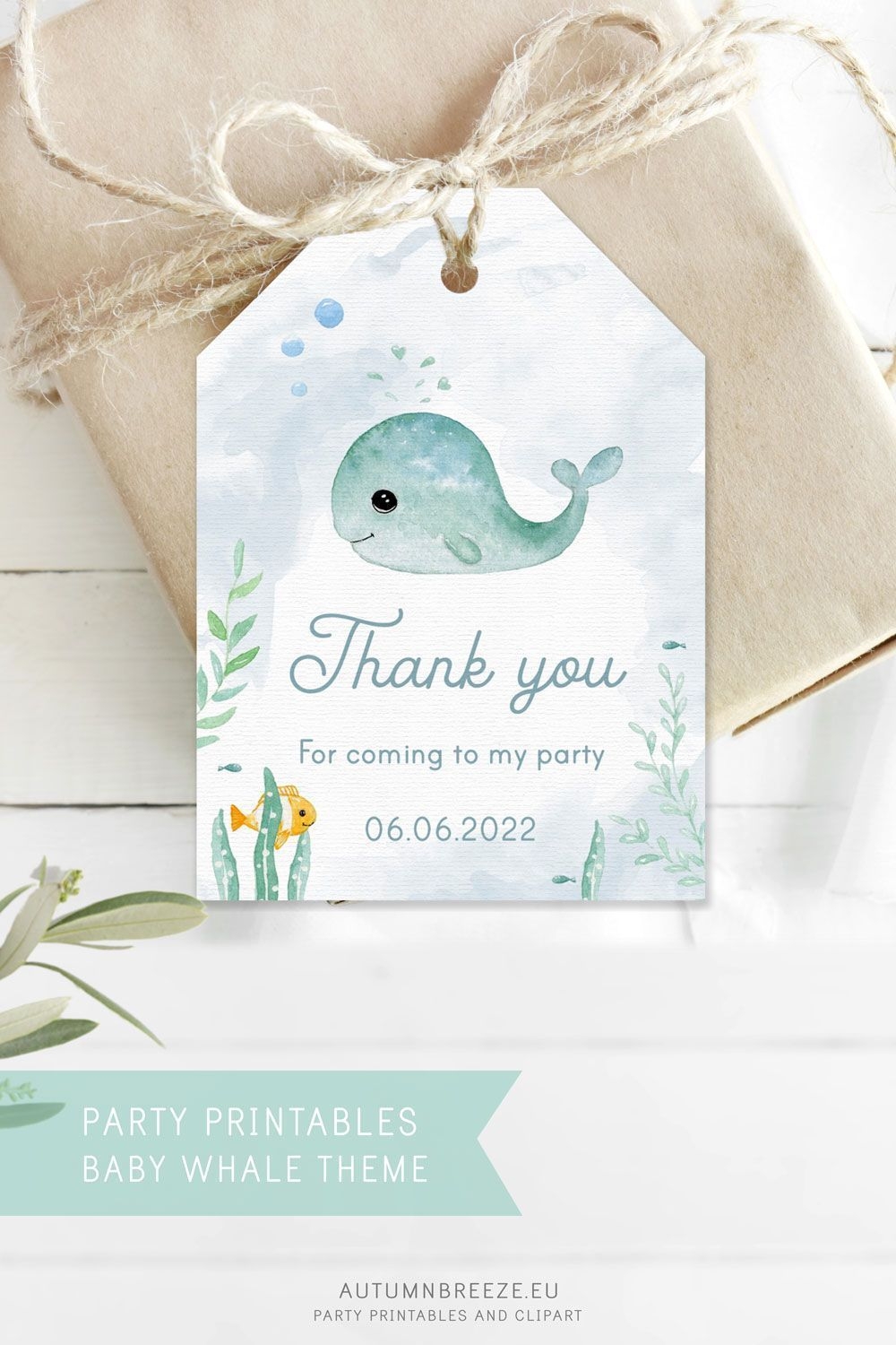 Printable Tag Baby Whale Party Printables