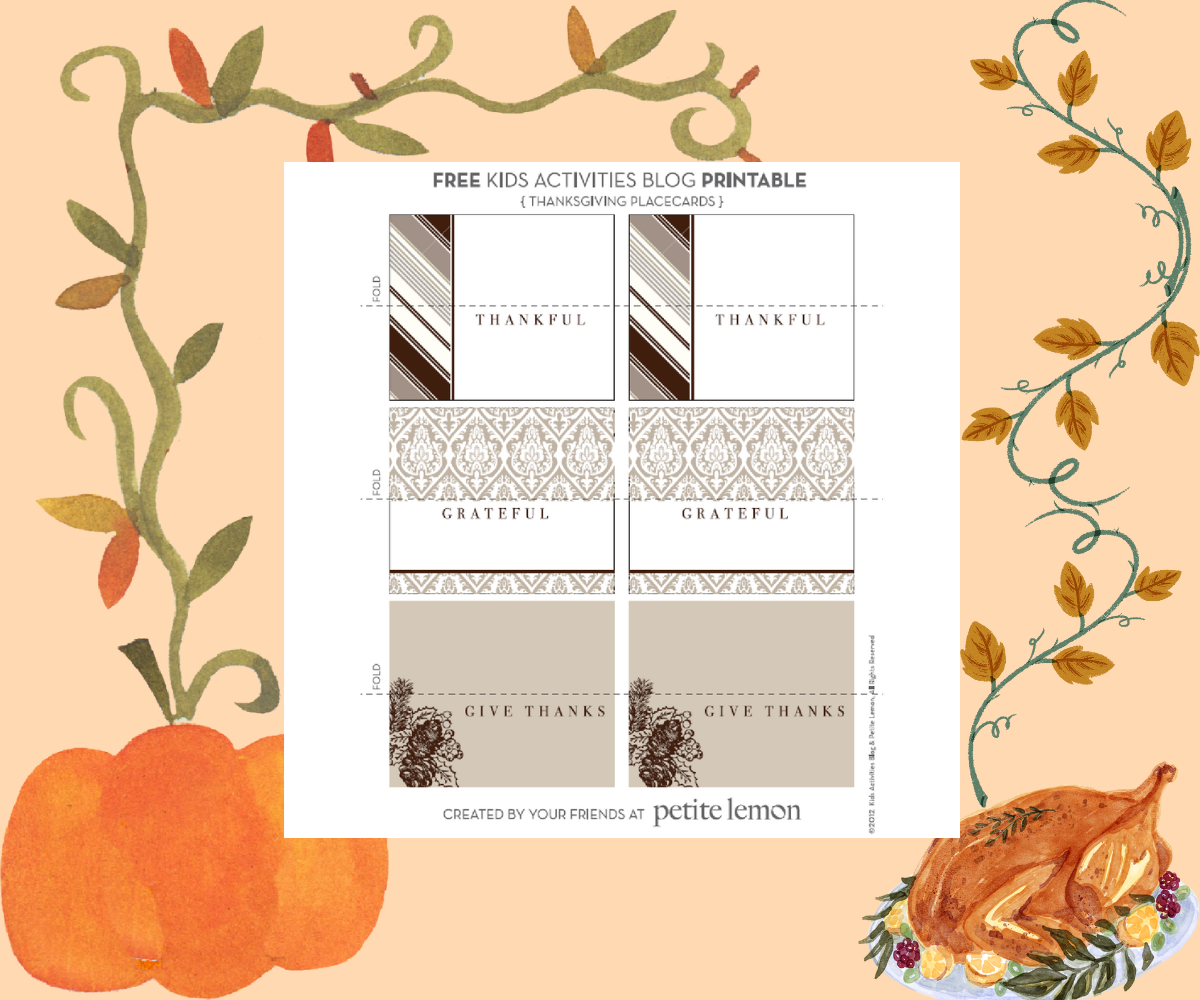 Thanksgiving Place Card Free Printables