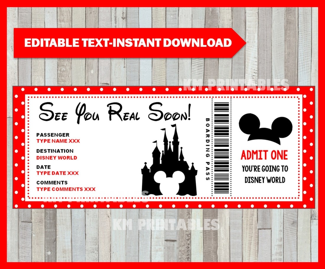 Disneyland Ticket Free Printable