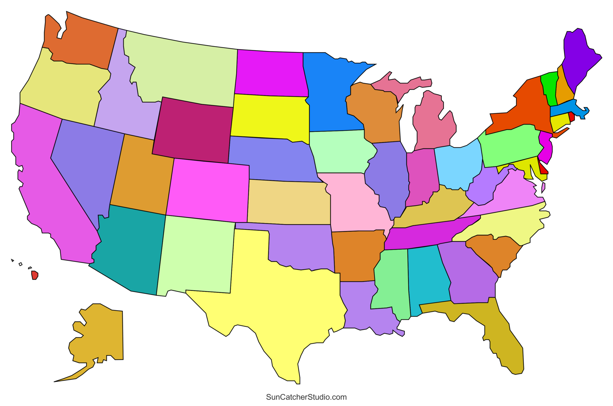 Printable US Maps With States USA United States America DIY Projects Patterns Monograms Designs Templates