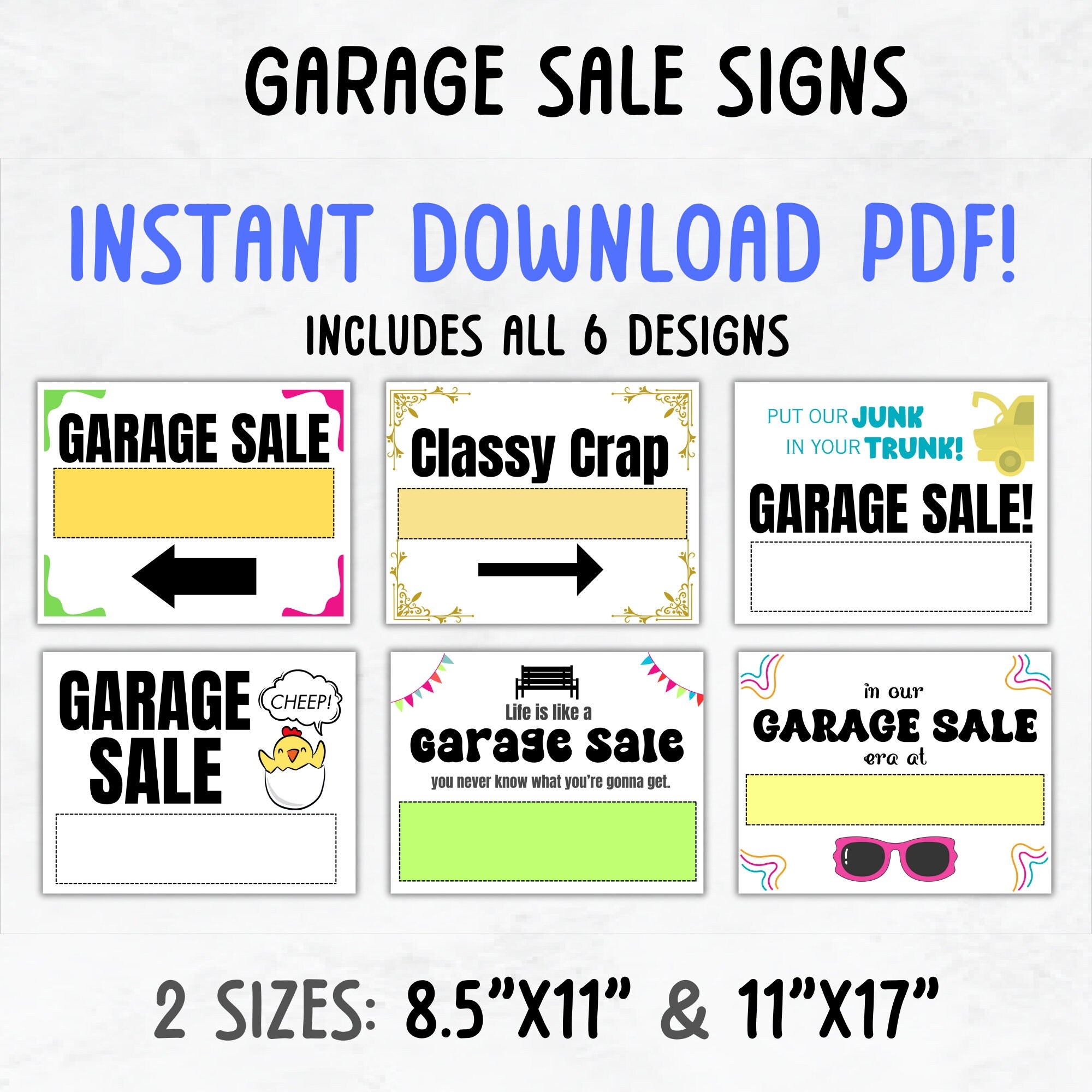 Printable Yard Sale Signs Printable Garage Sale Signs Garage Sale Posters Yard Sale Signs And Flyers Bundle Etsy