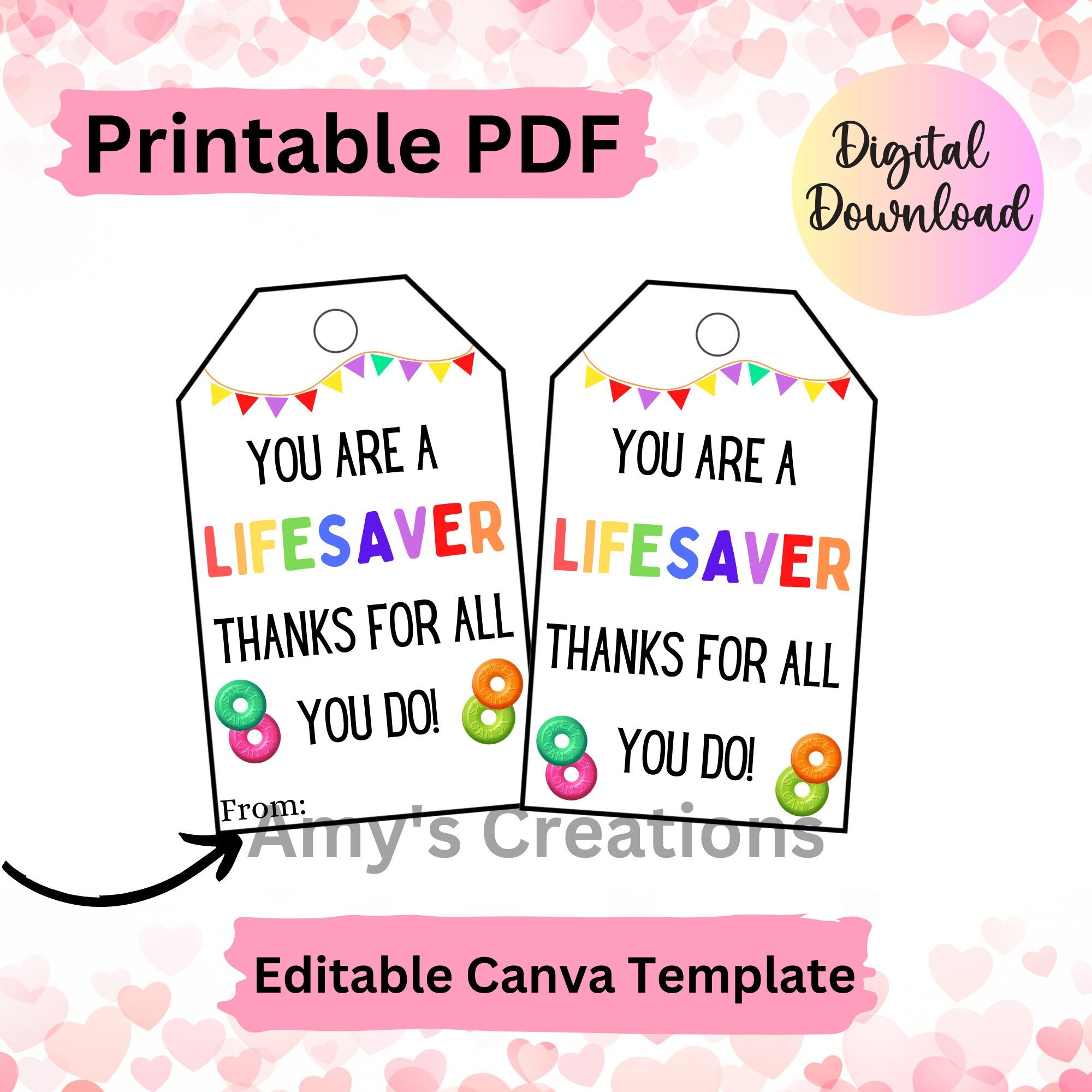 Printable You Are A Lifesaver Gift Tags Teacher Nurse Staff Boss Employee Co worker Instant Download PDF Etsy