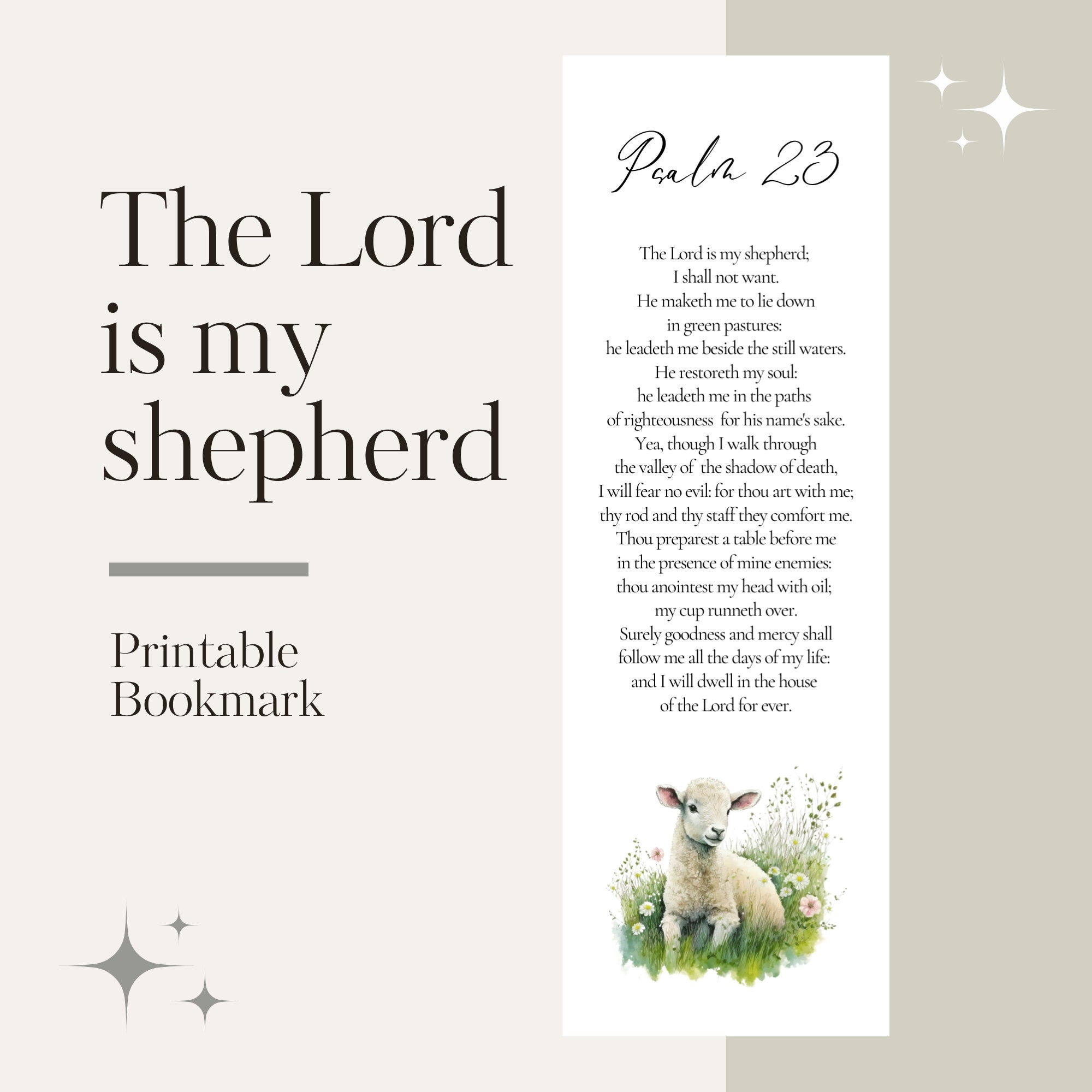 Psalm 23 KJV Bible Verse Bookmark Digital Download Inspirational Christian Bookmark Scripture Printable Christian Gift Etsy