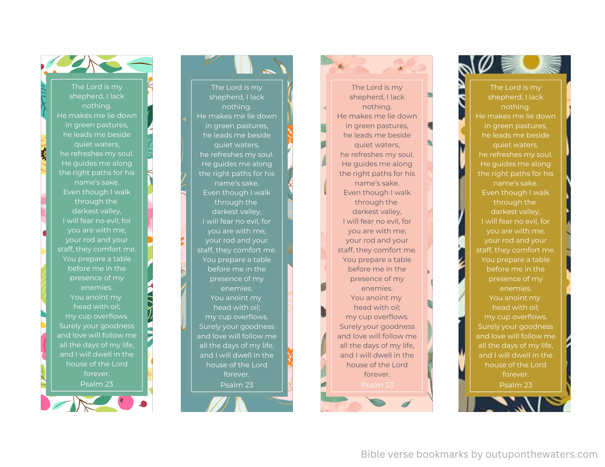 Psalm 23 Printable Bookmarks Out Upon The Waters