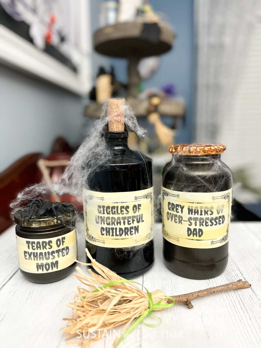 Punny Witch s Potion Jars with Free Printable Sustain My Craft Habit