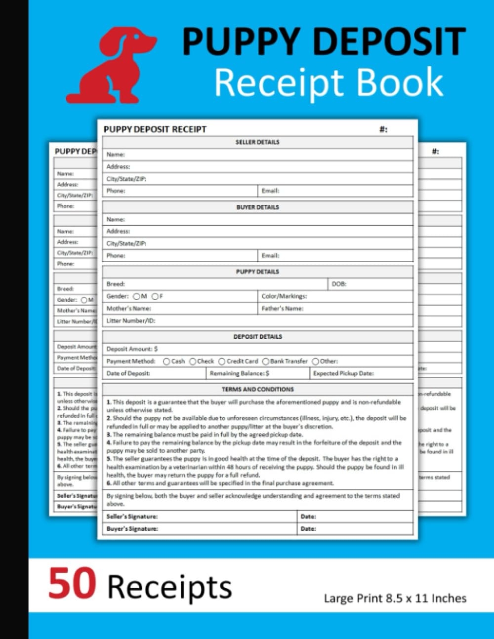Puppy Deposit Receipt Book Puppy Deposit Contract Puppy Sale Deposit Form For Dog Breeders 50 Receipts Publishing Lkhni Ta Amazon Books
