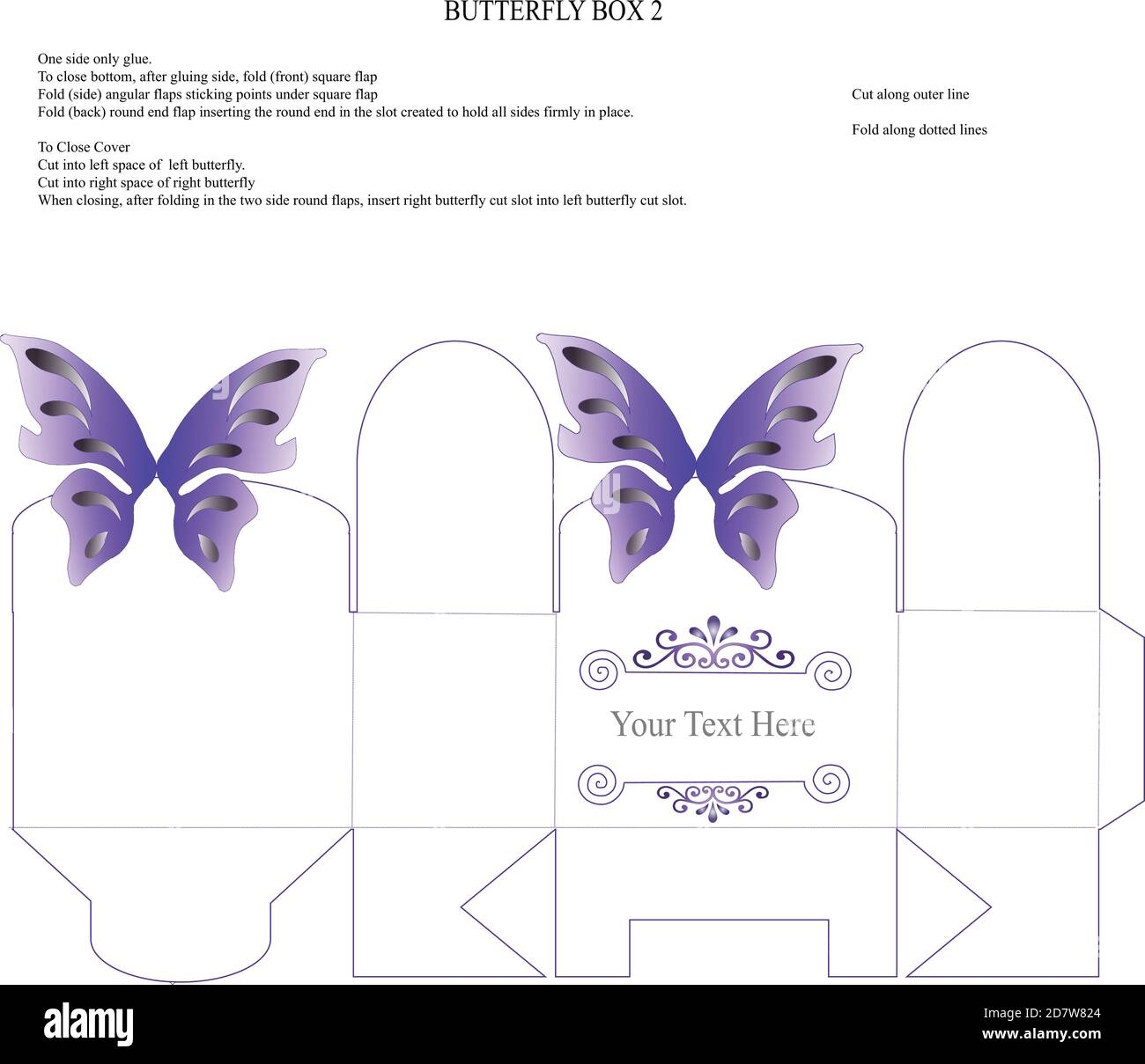 Purple Butterfly Favor Box Template Stock Vector Image Art Alamy