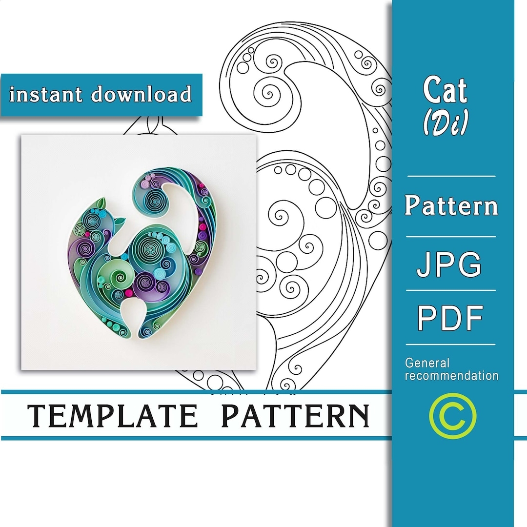 Quilled Cat Quilling Paper Art ONLY Template ONLY Pattern General Recommendations With A Video With Subtitles Instant Download Etsy