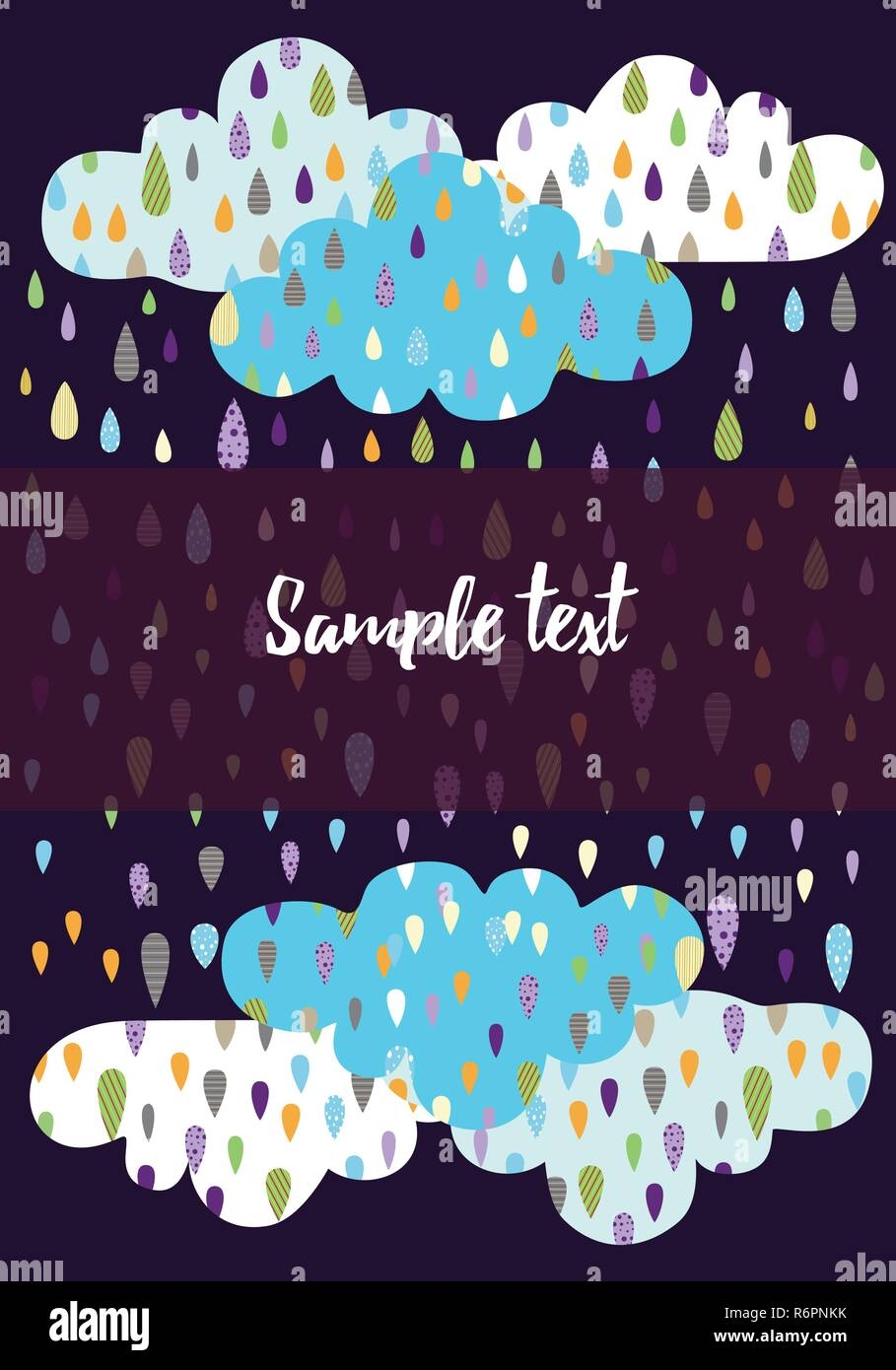 Rainy Day Vector Card Template Illustration Rain In Colors Dark Background Stock Vector Image Art Alamy