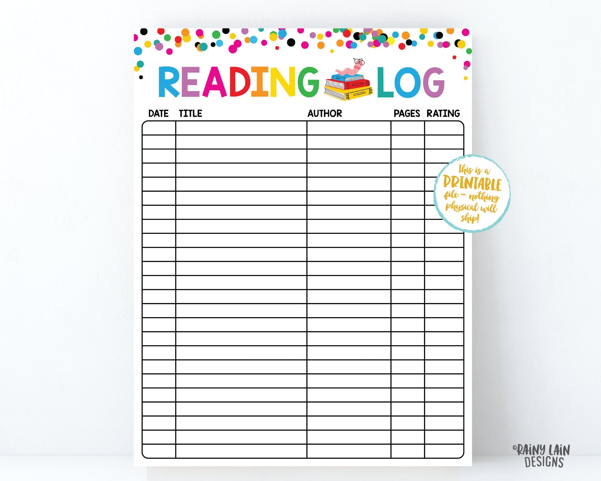 Reading Log Printable Reading Log For Kids Spring Reading Log Home School Reading Activity Kids Reading Log Summer Reading Log Book Worm Etsy