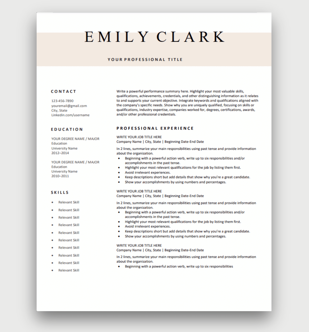 Free Online Resume Templates Printable
