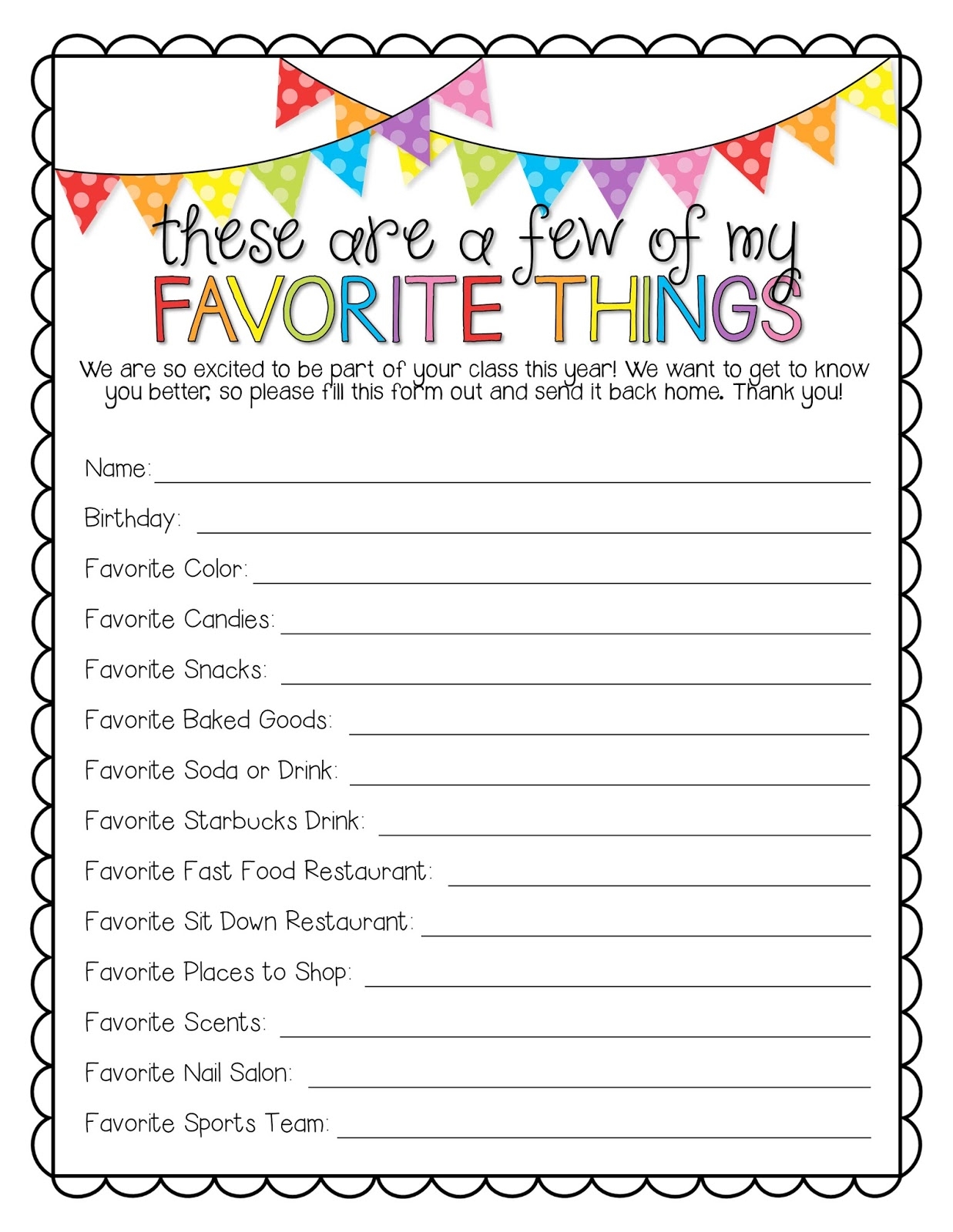 Richly Blessed Teacher Questionnaire Free Printable 