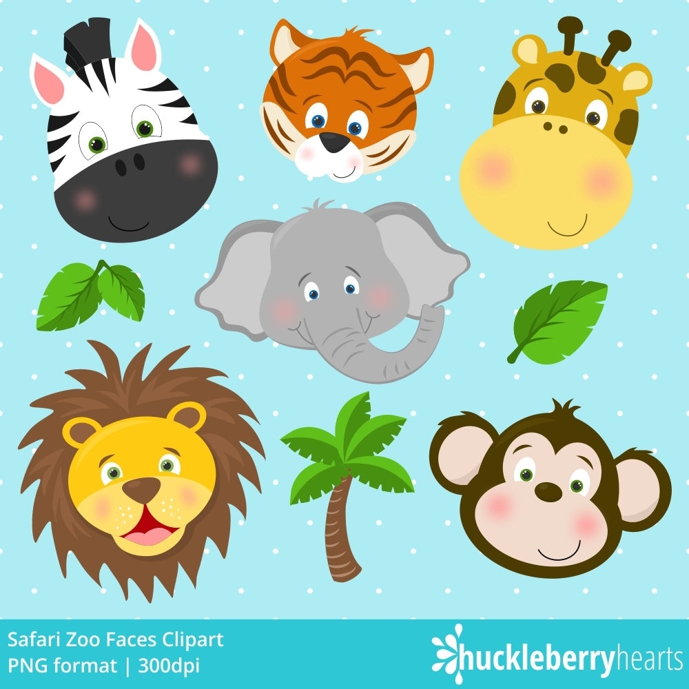 Safari Zoo Animals Clipart Zoo Animals Zoo Clipart Elephant Lion Tiger Giraffe Zebra Monkey Printable Commercial Use Etsy