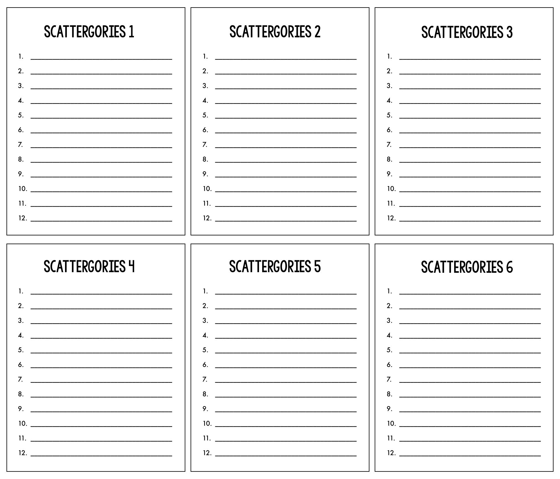 Scattergories Sheets 10 Free PDF Printables Printablee