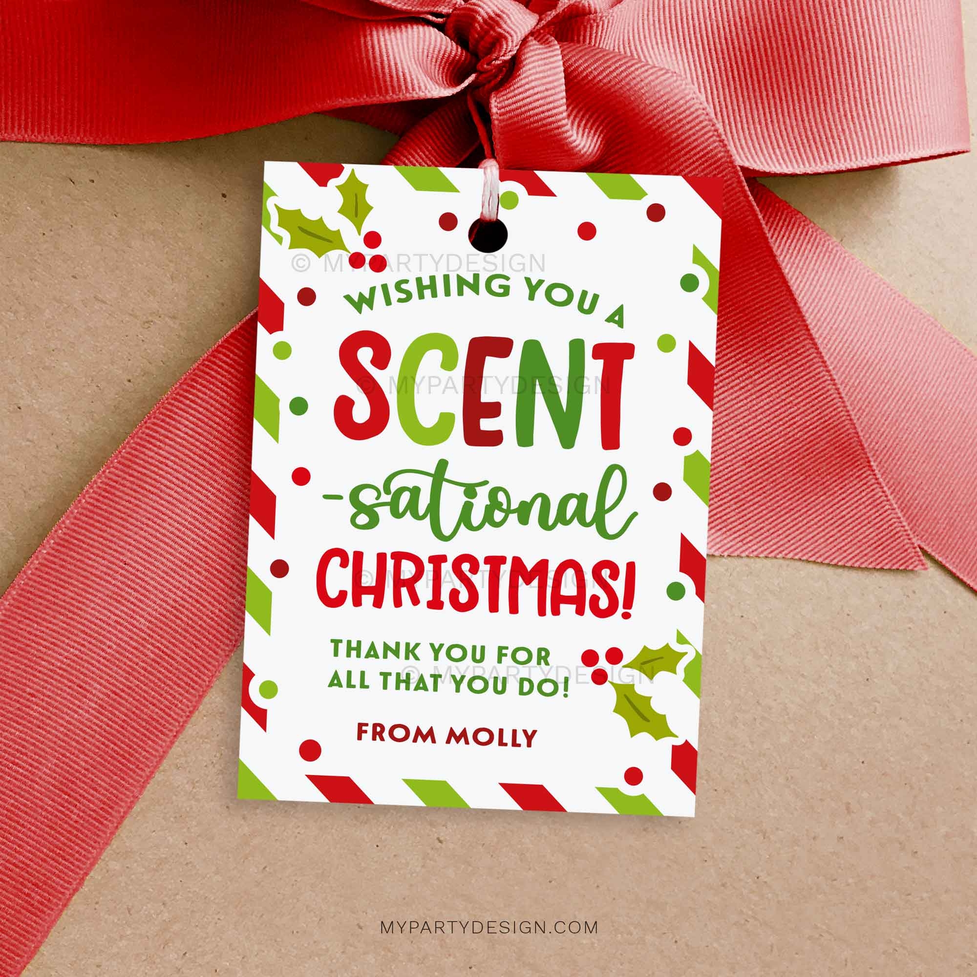 Scent sational Christmas Gift Tag Printable PDF My Party Design