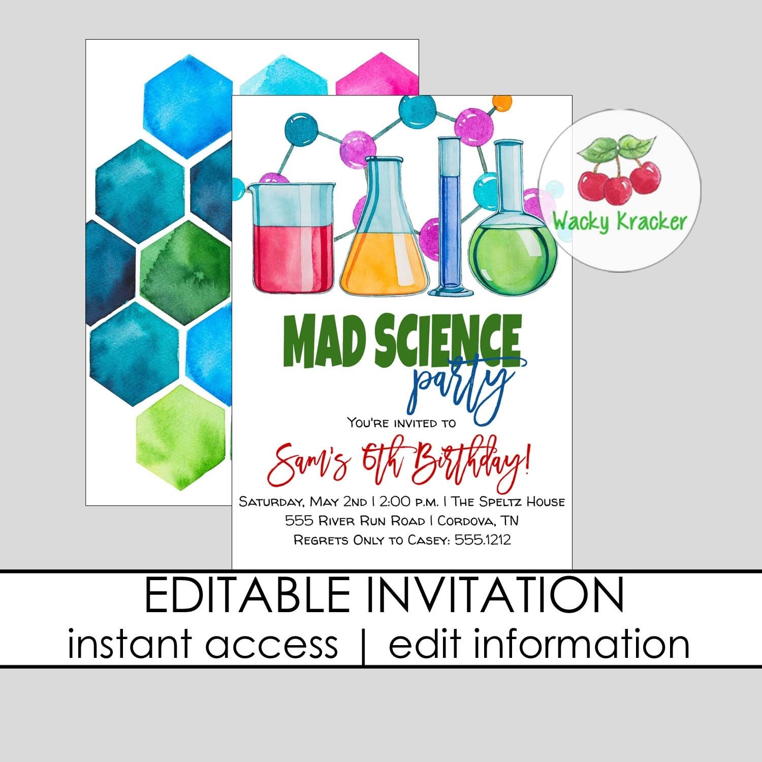 Science Invitation Mad Science Birthday Party Boys Science Invite Digital Invite Editable Template Etsy