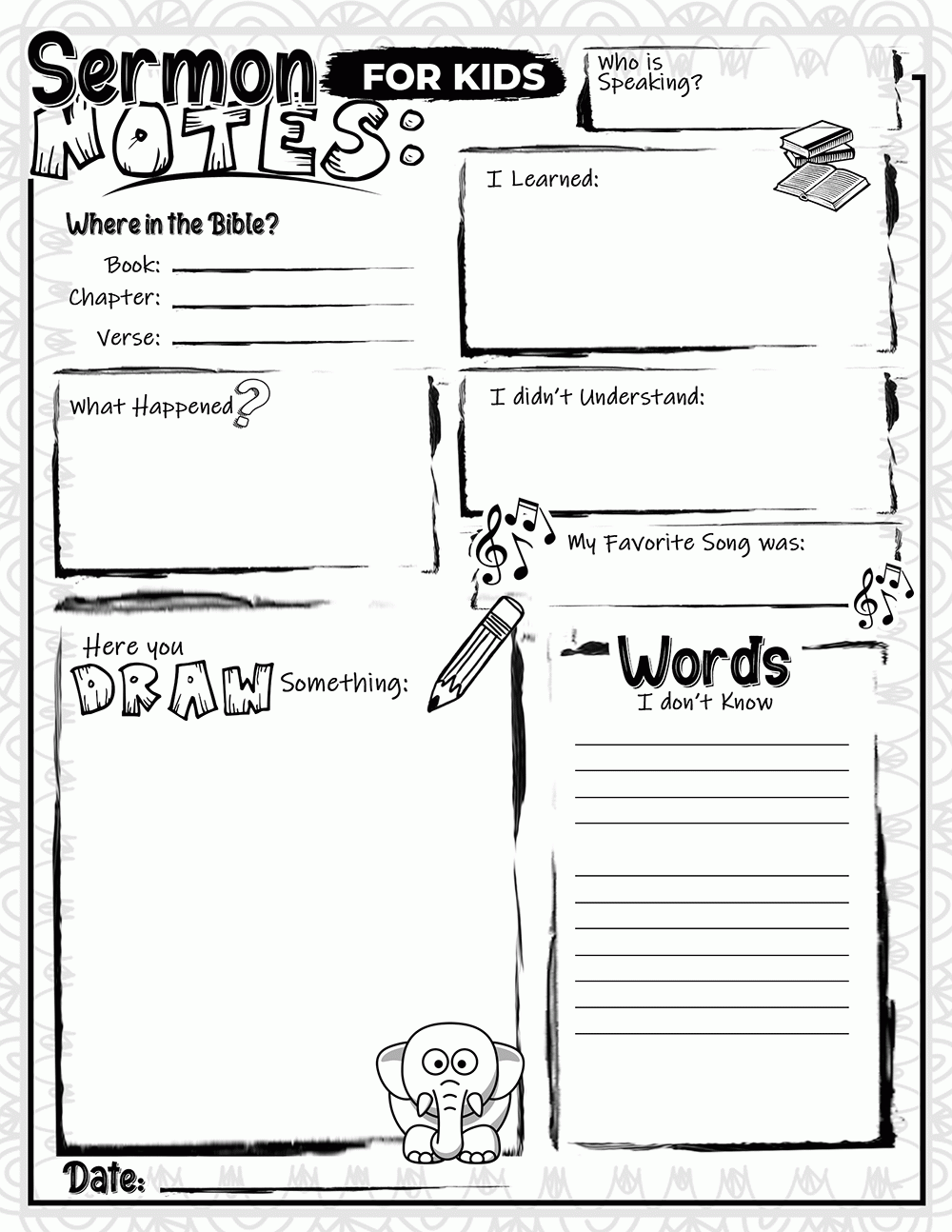 Sermon Notes For Kids Free Note Sheets 