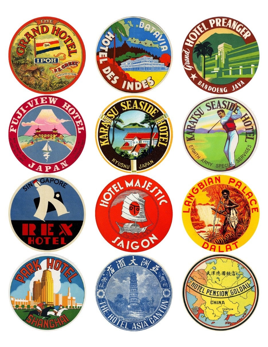 Free Printable Vintage Luggage Stickers