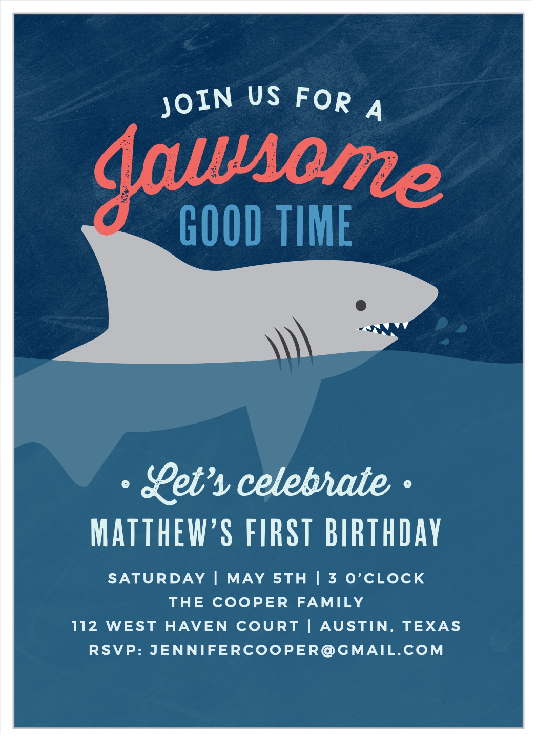 Free Printable Shark Birthday Invitations