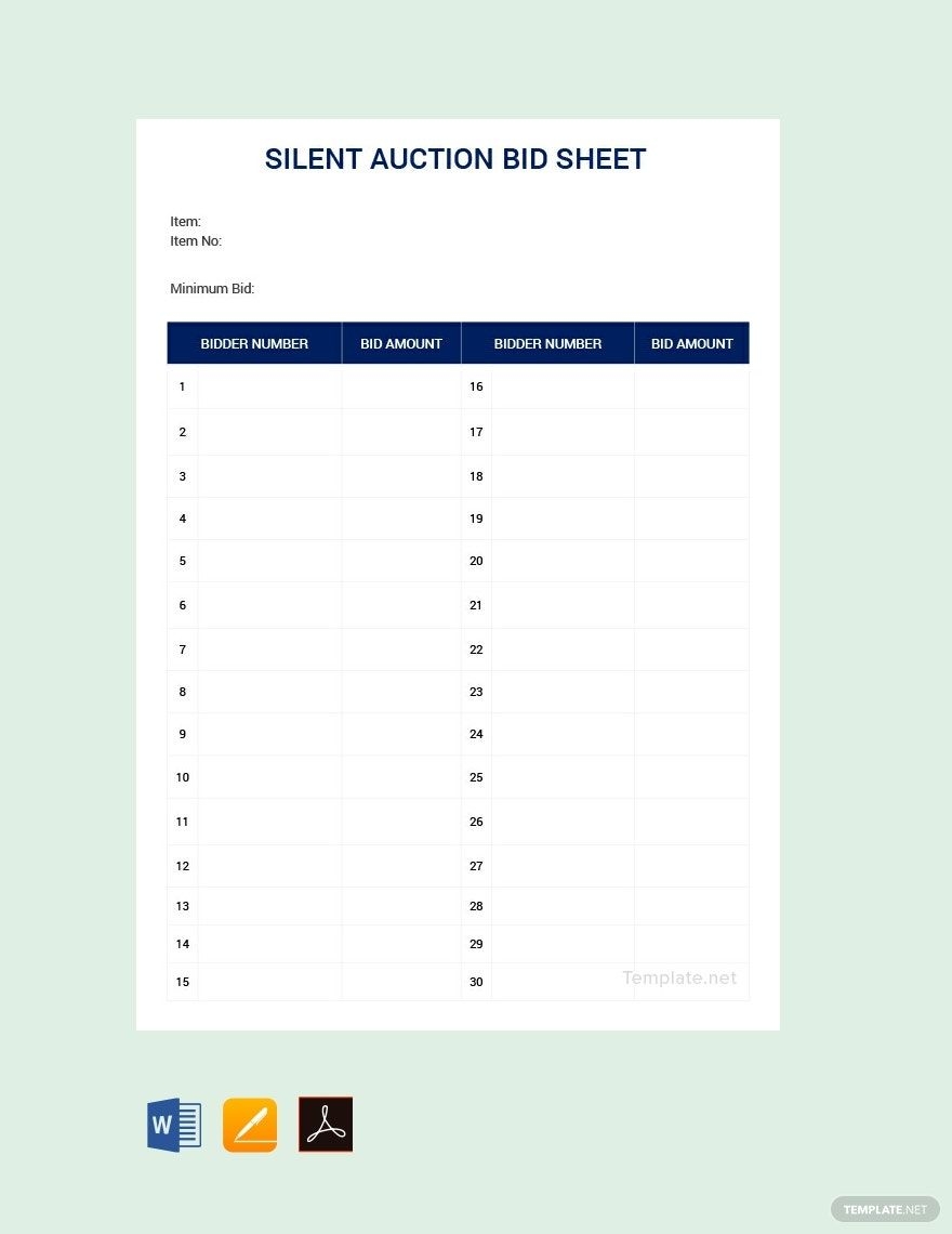Free Printable Bid Sheets