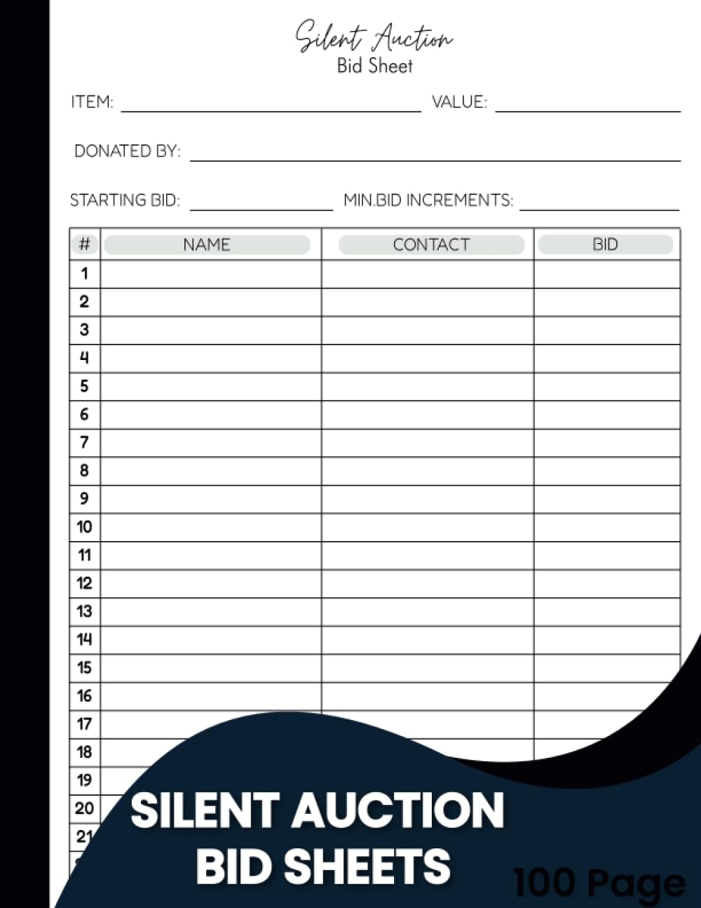Silent Auction Bid Sheets Streamline Bidding With Comprehensive Bidding Sheets Charity Auction Bid Tracking And Planning Tools 100 Page Auction Bid Form 8 5 11 Inches DK Auction Amazon Office Products