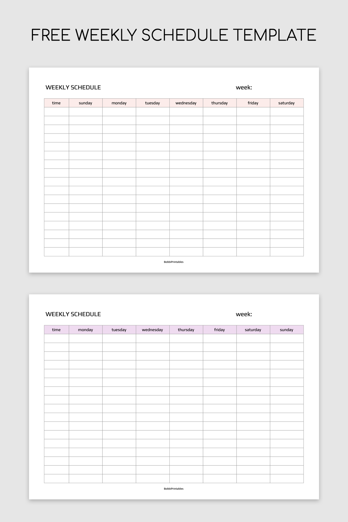 Simple Weekly Schedule Printable