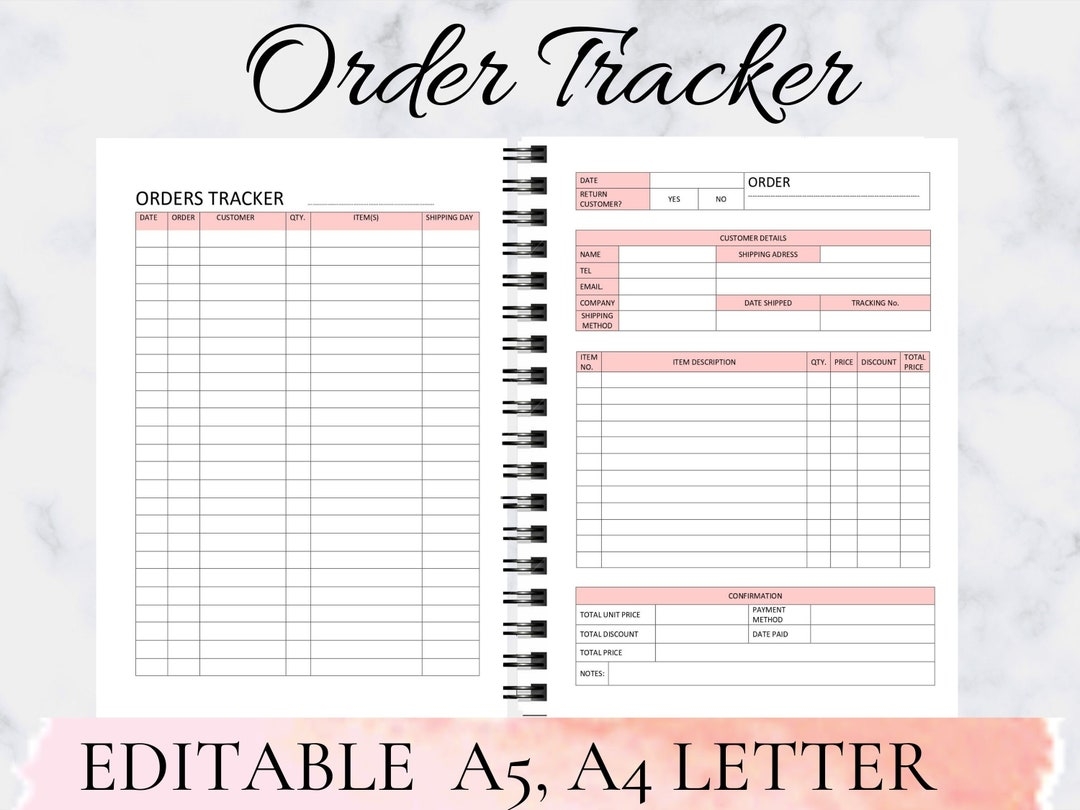 Small Business Planner Template Order Form Order Tracker Printable Orders Tracking Online Business Printable Order Form Editable A4 A5 Etsy