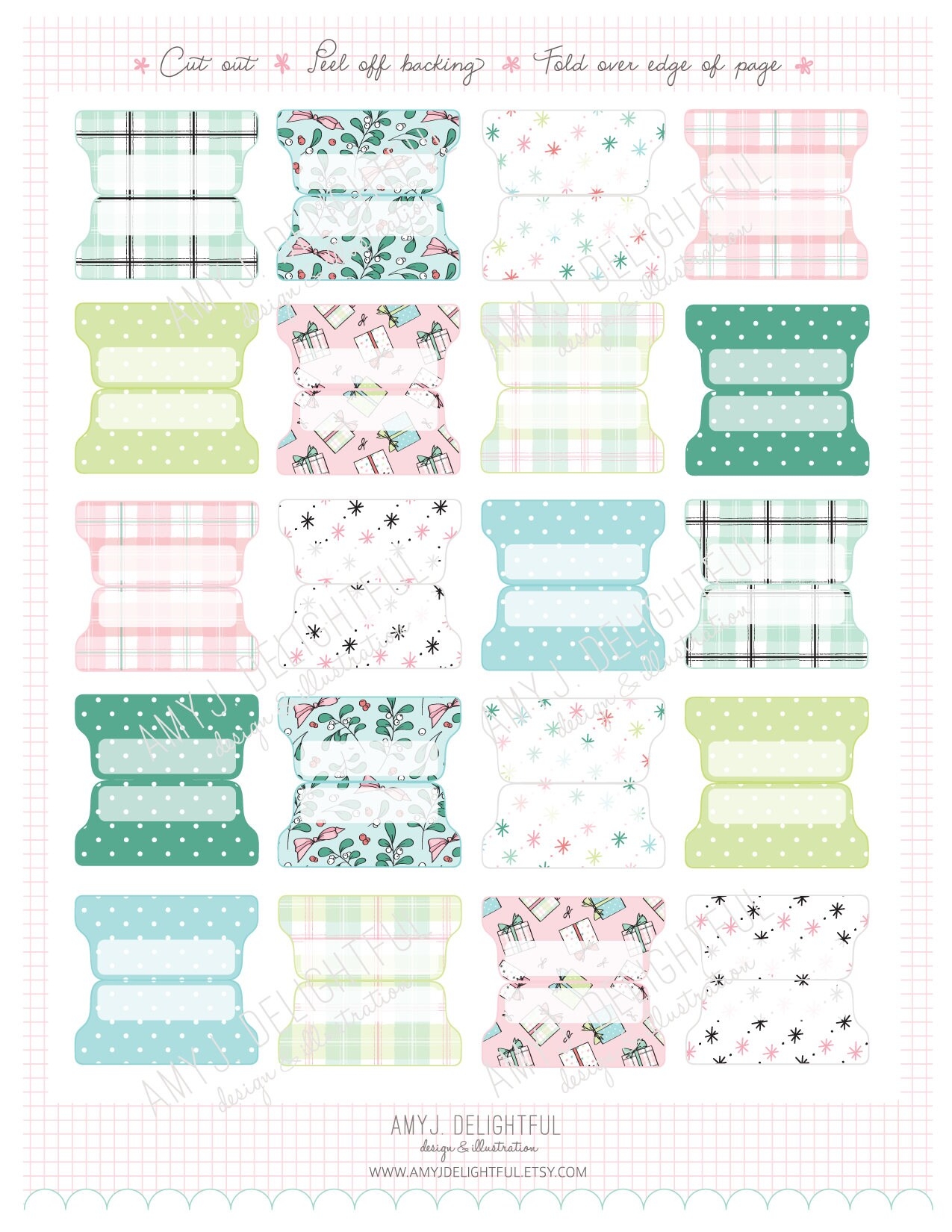 SMALL SIZE Printable Christmas Gifts Planner File TABS Digital File Instant Download Plaid Pastels Polka Dots Presents Pastel Etsy