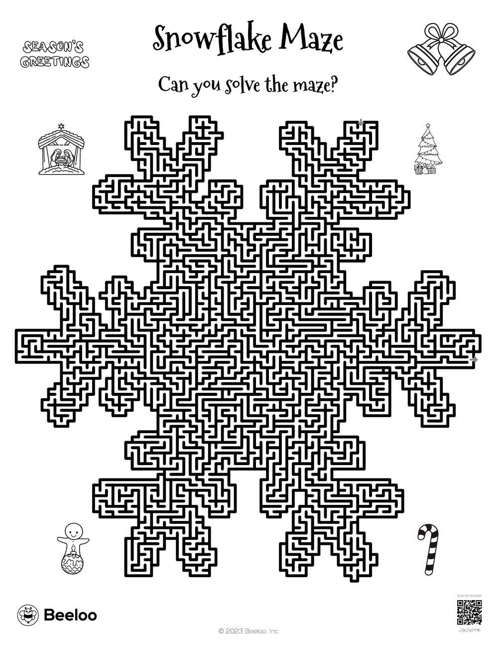 Snowflake Maze Beeloo Printable Crafts And Activities For Kids