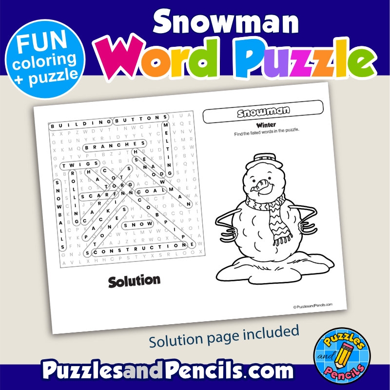 Free Printable Snowman Word Search